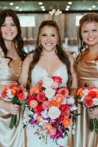 Elegant Bridal Party Hairstyles with Half Up Waves – Indoor Wedding Reception in Northeast Ohio | Changes Salon