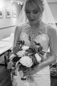 Elegant Bridal Updo with Veil and Lace Gown – Northeast Ohio Wedding | Changes Salon
